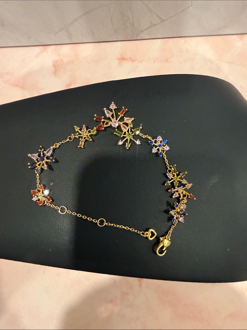 kate spade |♠️| Gold Toned Plated Multicolor Starburst Pendant Bracelet - Picture 3 of 7